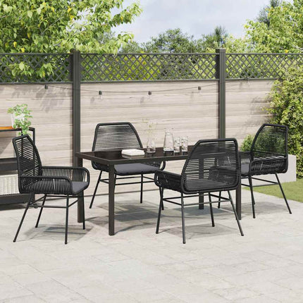 Trädgårdsmöbelset med kudde 5 pcs Svart konstrotting