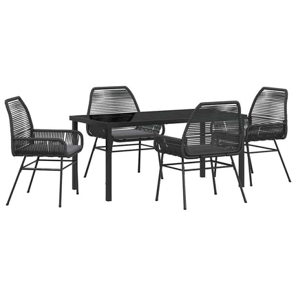 Trädgårdsmöbelset med kudde 5 pcs Svart konstrotting