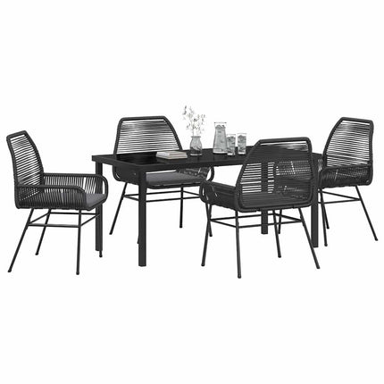 Trädgårdsmöbelset med kudde 5 pcs Svart konstrotting