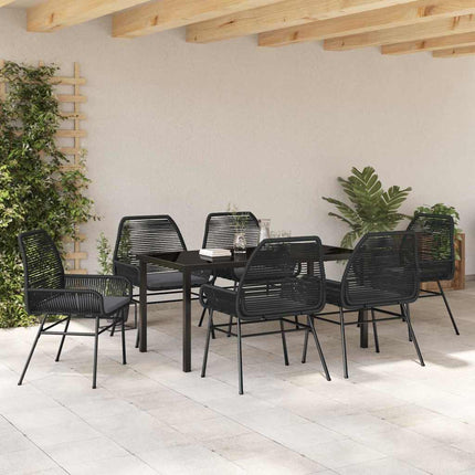 Trädgårdsmöbelset med kudde 7 pcs Svart konstrotting
