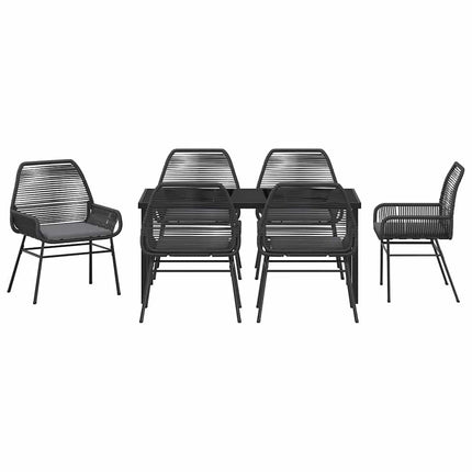 Trädgårdsmöbelset med kudde 7 pcs Svart konstrotting