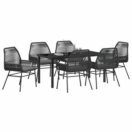 Trädgårdsmöbelset med kudde 7 pcs Svart konstrotting