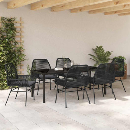 Trädgårdsmöbelset med kudde 7 pcs Svart konstrotting