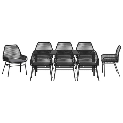 Trädgårdsmöbelset med kudde 9 pcs Svart konstrotting