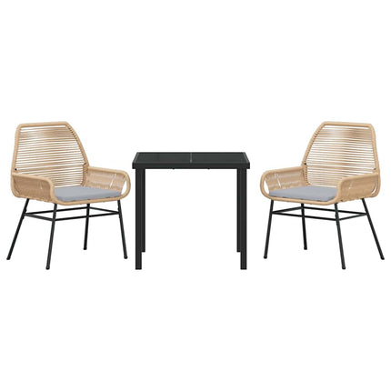 Trädgårdsmöbelset med kudde 3 pcs Brun konstrotting