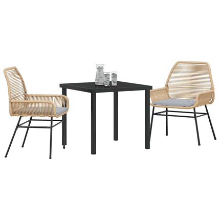 Trädgårdsmöbelset med kudde 3 pcs Brun konstrotting