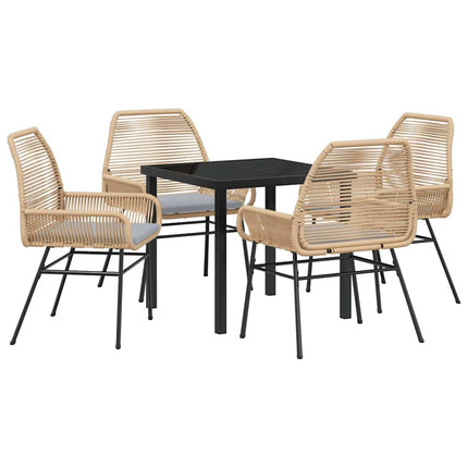 Trädgårdsmöbelset med kudde 5 pcs Brun konstrotting