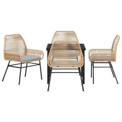 Trädgårdsmöbelset med kudde 5 pcs Brun konstrotting