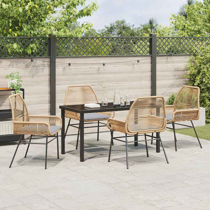 Trädgårdsmöbelset med kudde 5 pcs Brun konstrotting