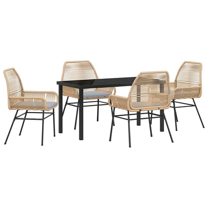 Trädgårdsmöbelset med kudde 5 pcs Brun konstrotting