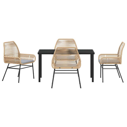Trädgårdsmöbelset med kudde 5 pcs Brun konstrotting