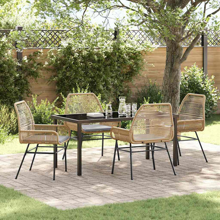 Trädgårdsmöbelset med kudde 5 pcs Brun konstrotting