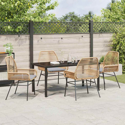 Trädgårdsmöbelset med kudde 5 pcs Brun konstrotting