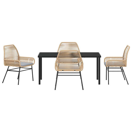 Trädgårdsmöbelset med kudde 5 pcs Brun konstrotting