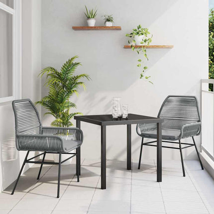 Trädgårdsmöbelset med kudde 3 pcs Grå konstrotting
