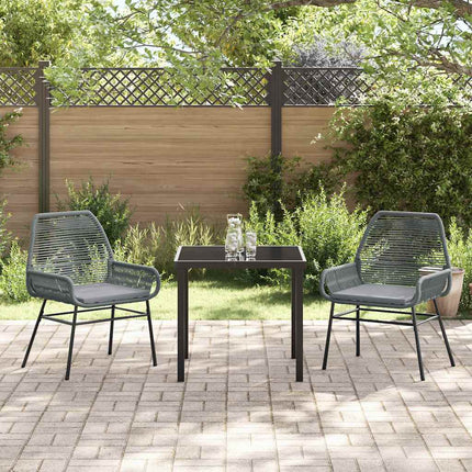 Trädgårdsmöbelset med kudde 3 pcs Grå konstrotting
