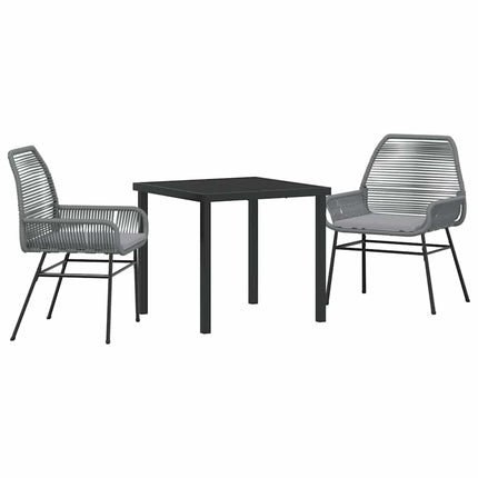 Trädgårdsmöbelset med kudde 3 pcs Grå konstrotting