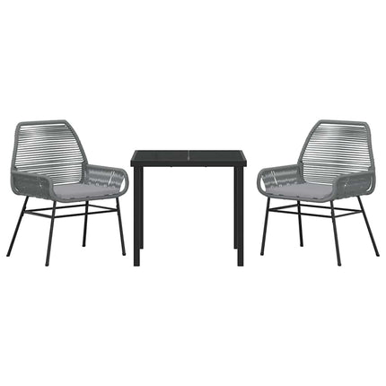 Trädgårdsmöbelset med kudde 3 pcs Grå konstrotting