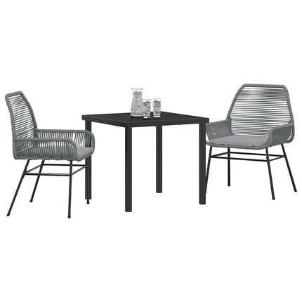 Trädgårdsmöbelset med kudde 3 pcs Grå konstrotting