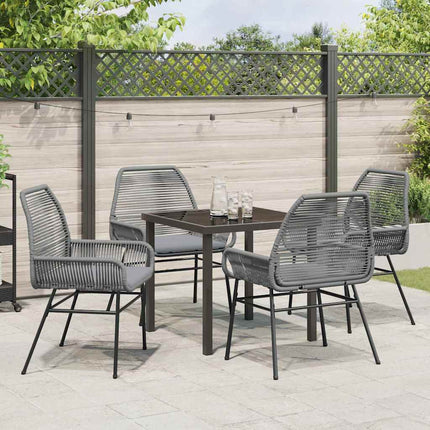 Trädgårdsmöbelset med kudde 5 pcs Grå konstrotting