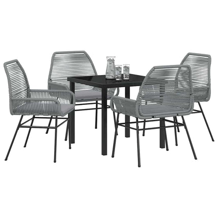 Trädgårdsmöbelset med kudde 5 pcs Grå konstrotting