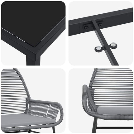 Trädgårdsmöbelset med kudde 5 pcs Grå konstrotting