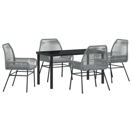 Trädgårdsmöbelset med kudde 5 pcs Grå konstrotting