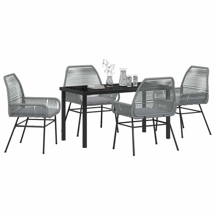 Trädgårdsmöbelset med kudde 5 pcs Grå konstrotting