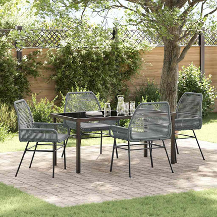 Trädgårdsmöbelset med kudde 5 pcs Grå konstrotting