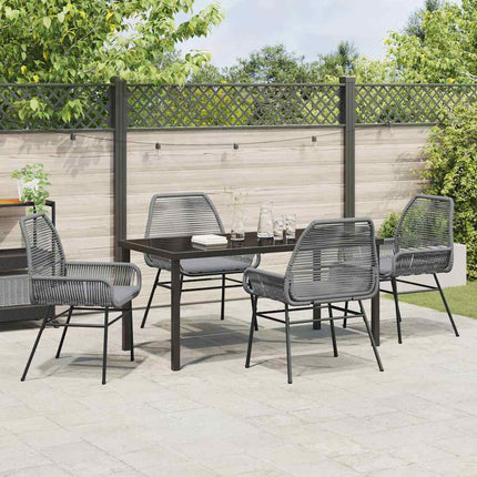 Trädgårdsmöbelset med kudde 5 pcs Grå konstrotting