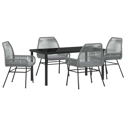 Trädgårdsmöbelset med kudde 5 pcs Grå konstrotting