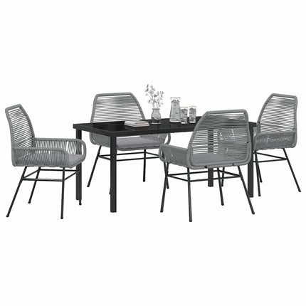 Trädgårdsmöbelset med kudde 5 pcs Grå konstrotting