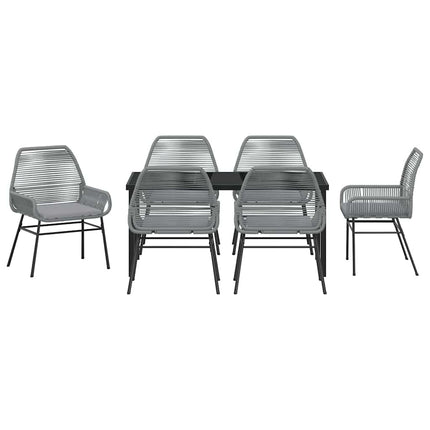 Trädgårdsmöbelset med kudde 7 pcs Grå konstrotting