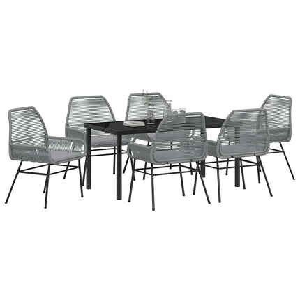 Trädgårdsmöbelset med kudde 7 pcs Grå konstrotting