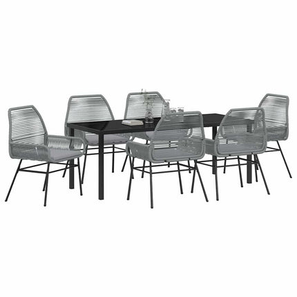 Trädgårdsmöbelset med kudde 7 pcs Grå konstrotting