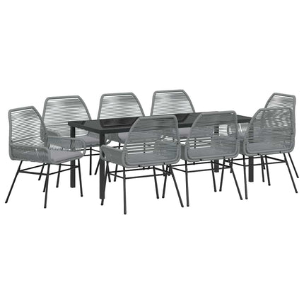 Trädgårdsmöbelset med kudde 9 pcs Grå konstrotting
