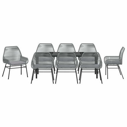 Trädgårdsmöbelset med kudde 9 pcs Grå konstrotting
