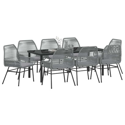 Trädgårdsmöbelset med kudde 9 pcs Grå konstrotting