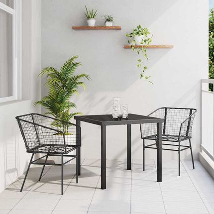 Trädgårdsmöbelset 3 pcs Svart konstrotting