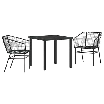 Trädgårdsmöbelset 3 pcs Svart konstrotting