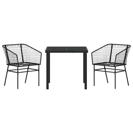 Trädgårdsmöbelset 3 pcs Svart konstrotting