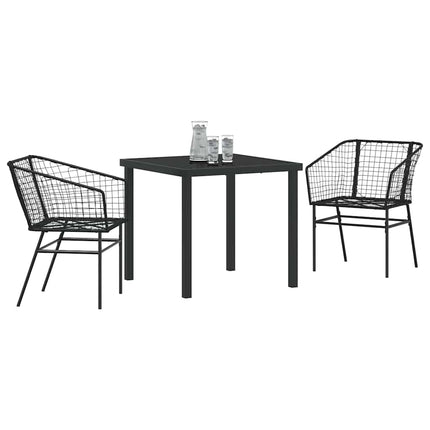 Trädgårdsmöbelset 3 pcs Svart konstrotting