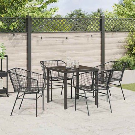 Trädgårdsmöbelset 5 pcs Svart konstrotting