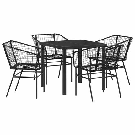 Trädgårdsmöbelset 5 pcs Svart konstrotting