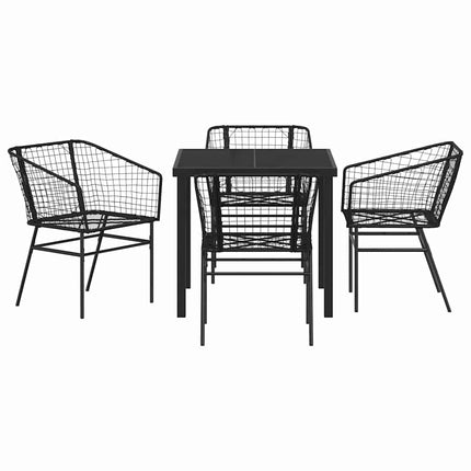 Trädgårdsmöbelset 5 pcs Svart konstrotting