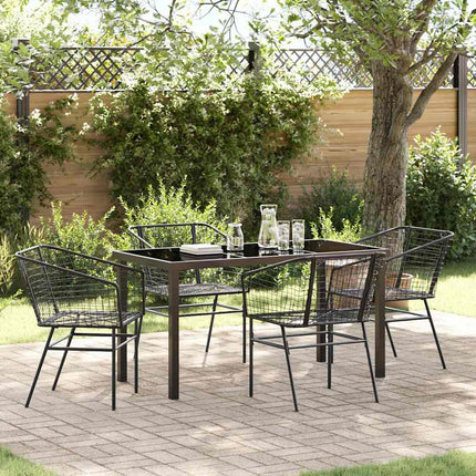 Trädgårdsmöbelset 5 pcs Svart konstrotting