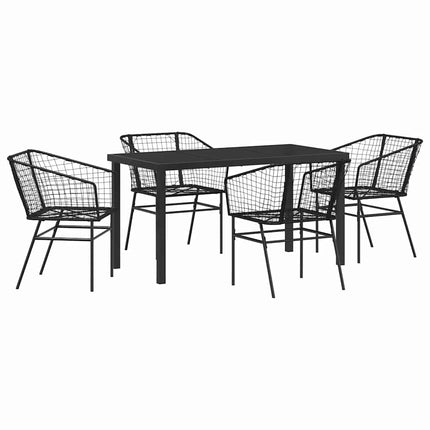 Trädgårdsmöbelset 5 pcs Svart konstrotting