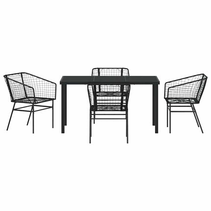 Trädgårdsmöbelset 5 pcs Svart konstrotting