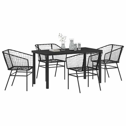 Trädgårdsmöbelset 5 pcs Svart konstrotting