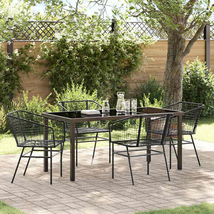 Trädgårdsmöbelset 5 pcs Svart konstrotting